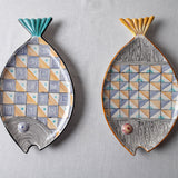 Fish Plate Long (L) Mr. Blue Squares