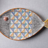 Fish Plate Long (L) Mrs. Blue Squares