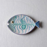 Fish Plate Long (S) - Waves in Ocean Green