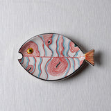 Fish Plate Long (S) - Waves in Red