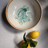 Bowl (L) Retro Rooster in Metallic Green