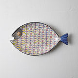 KKL - Fish Plate Long (M) Red & Yellow Geometric