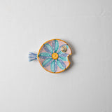 KKL - Fish Plate Round (XS) Aqua Blue & Orange