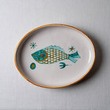 Serving Bowl (S/M/L) Retro Fish in Turquoise and Orange