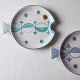 Fish Plate Round (L) Minimal in Turquoise