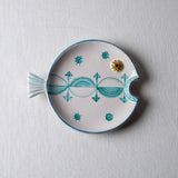 Fish Plate Round (L) Minimal in Turquoise