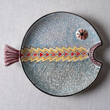 Fish Plate Round (L) Flash in Blue
