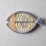 Fish Plate Long (S) Waves in Blue and Yellow