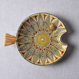 Fish Plate Round (M) Bursting of Joy in Yellow