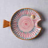 Fish Plate Round (M) Mrs. Red Flower in the Sea