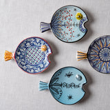 Fish Plate Round (S) Mrs. Renaissance in Blue