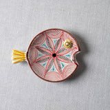 Fish Plate Round (S) Red Flower