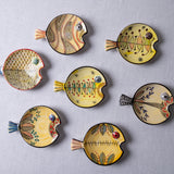 Fish Plate Round (S) Yellow Feathers