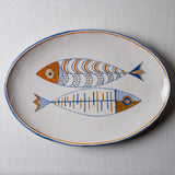 Serving Platter (S/M/L) Minimal Retro Fish in Blue and Orange