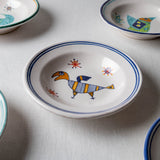 Bowl (S) Retro Bird 01/04 in Blue and Caramel