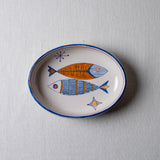 Serving Bowl (S/M/L) Retro Elegant Fishes in Blue and Orange