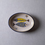 Serving Bowl (S/M/L) Retro Elegant Fishes in Blue and Yellow