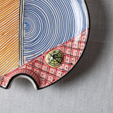 Fish Plate Round (L) Great Friend in Blue