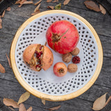 Perforated Fruit Bowl with Gold Rim