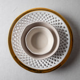 Perforated Fruit Bowl with Gold Rim