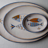 Serving Bowl (S/M/L) Retro Elegant Fishes in Blue and Orange
