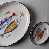 Serving Bowl (S/M/L) Fishes Dancing in Blue and Red