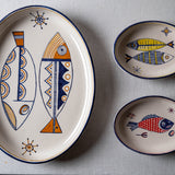 Serving Bowl (S/M/L) Retro Elegant Fishes in Blue and Yellow