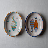 Serving Bowl (S/M/L) Retro Elegant Fishes in Blue and Orange