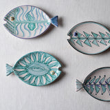 Fish Plate Long (S) - Waves in Ocean Green