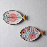 Fish Plate Long (S) - Waves in Red